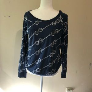 J Crew Nautical Knot Design Navy Long Sleeve Shirt Size Small